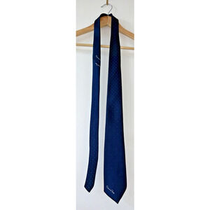 Mens Tie Necktie Oscar de la Renta 57 Long 3 Wide Navy with Small White Dots